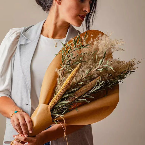 Pampas with Sticks and Greenery