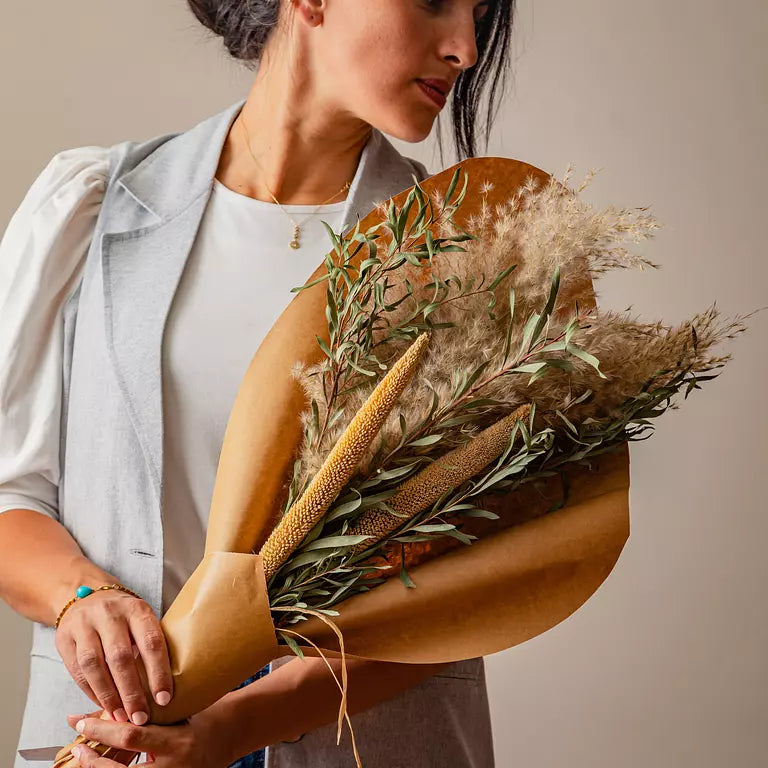 Pampas with Sticks and Greenery