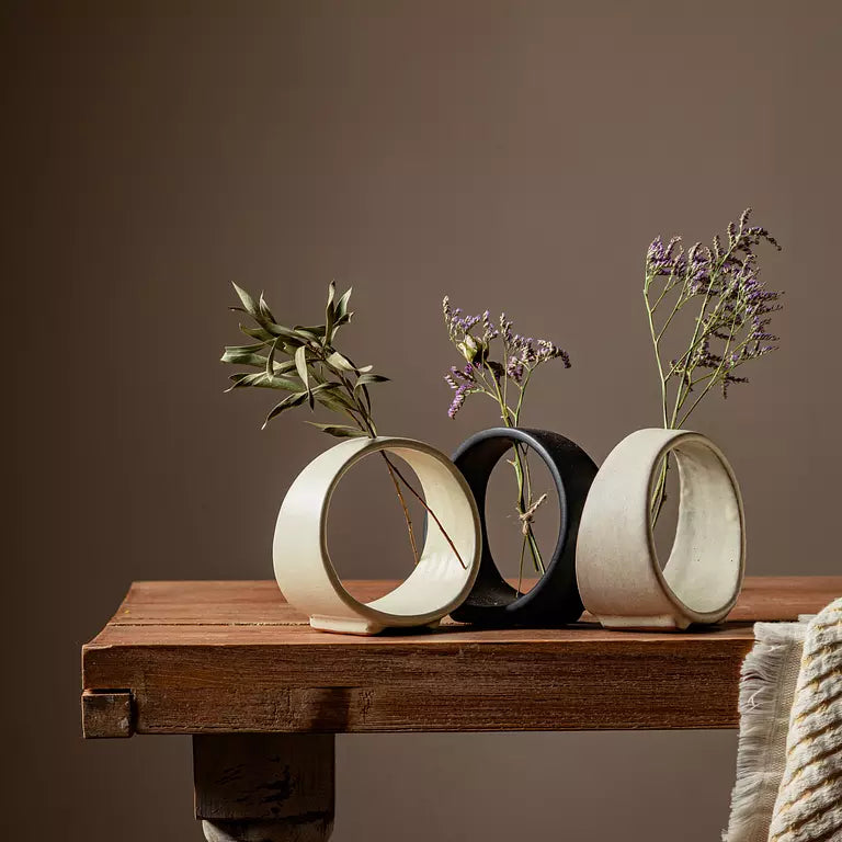 The Novel Ring Vases - Ivory