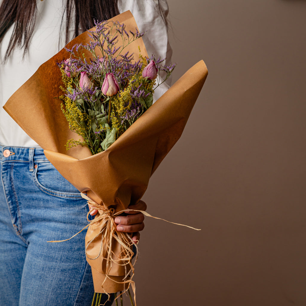 Pink Roses & Limonium Bouquet
