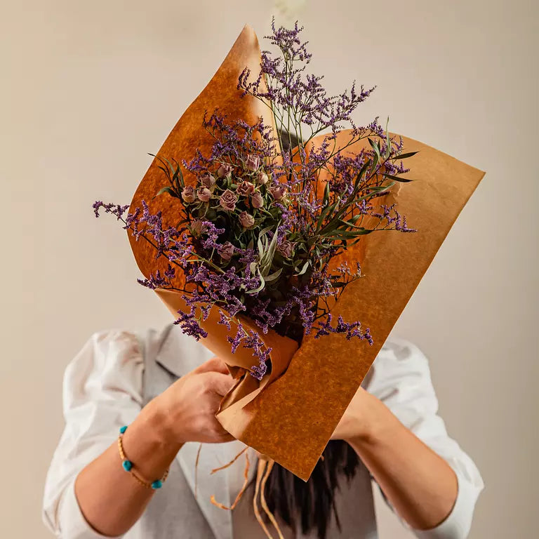 Roses with Purple Limonium