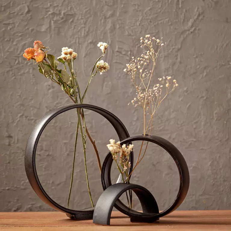 RING VASES - BLACK