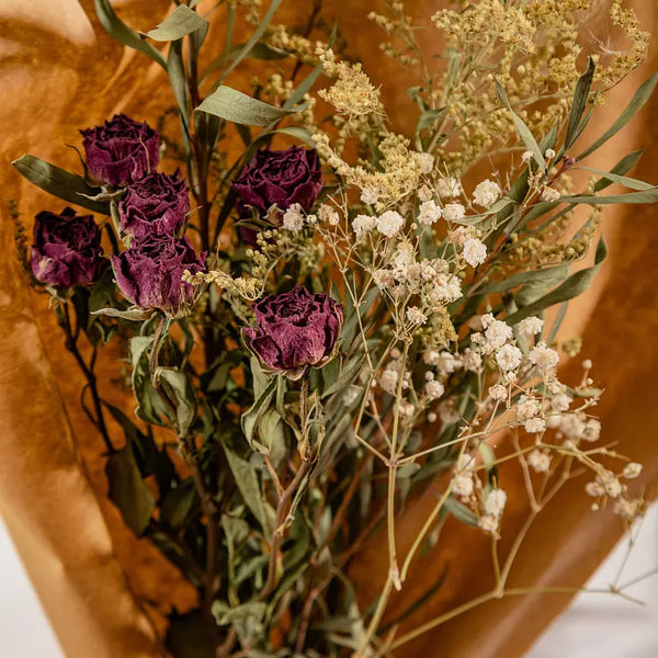 Crimson Roses with Gypsophila