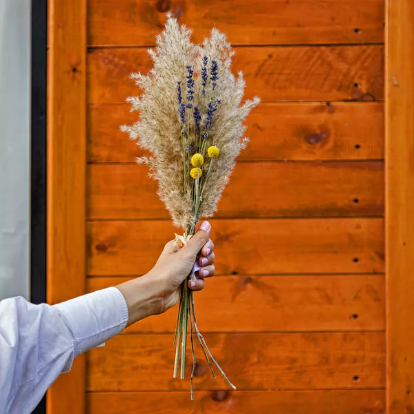 Lavender with Craspedia and Pampas